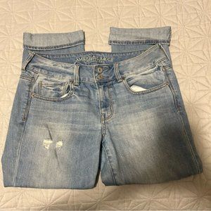 American Eagle Womens Distrseed Artist Stretch Crop Regular Size 8